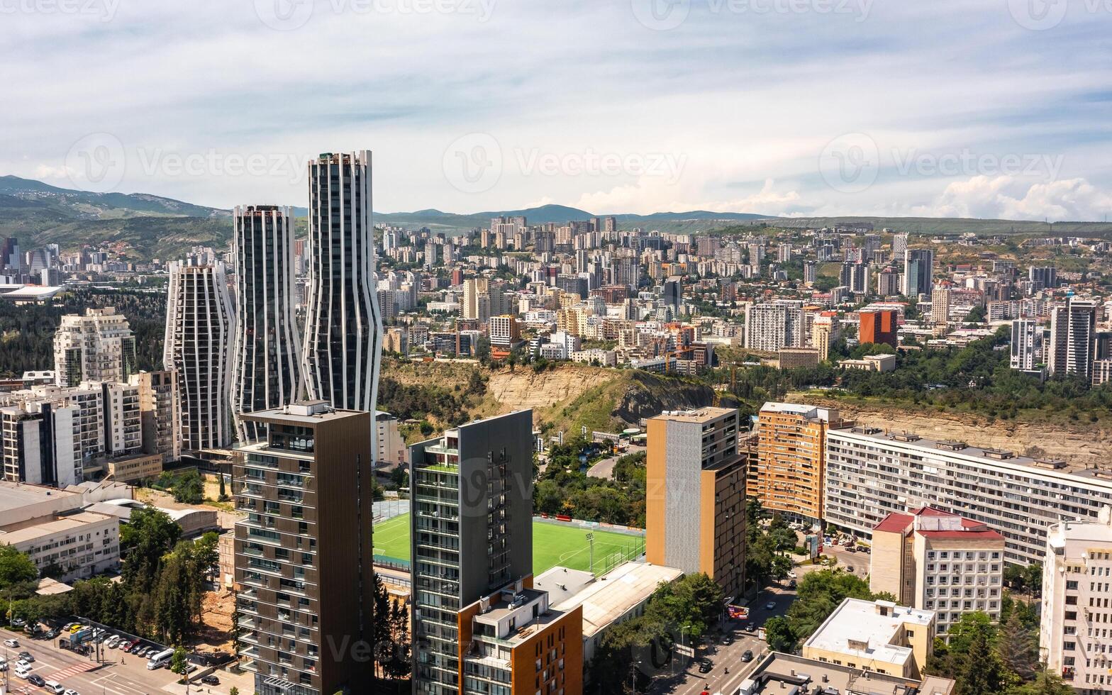 Aerial view of Saburtalo and Vake districts of Tbilisi photo