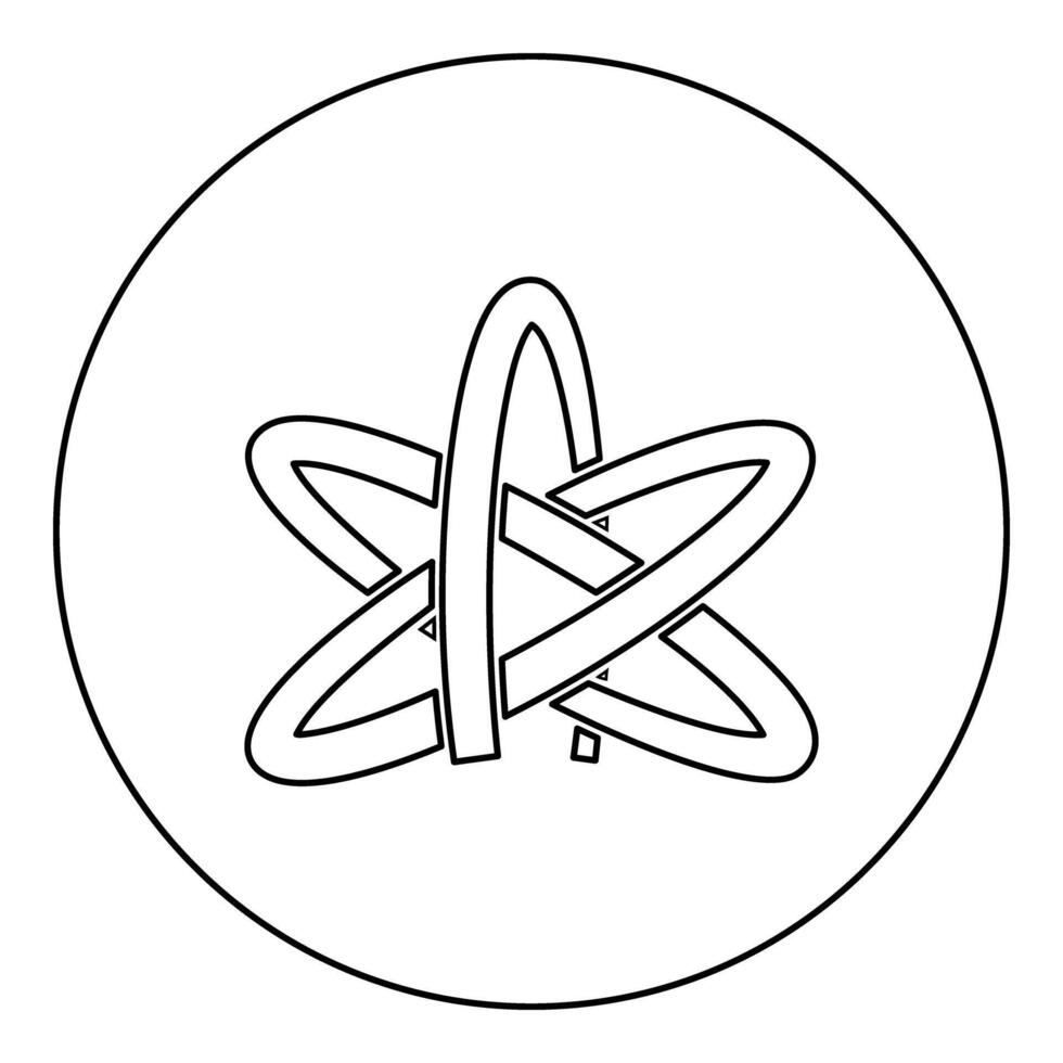 Atheism symbol sign icon in circle round black color outline contour line thin style vector