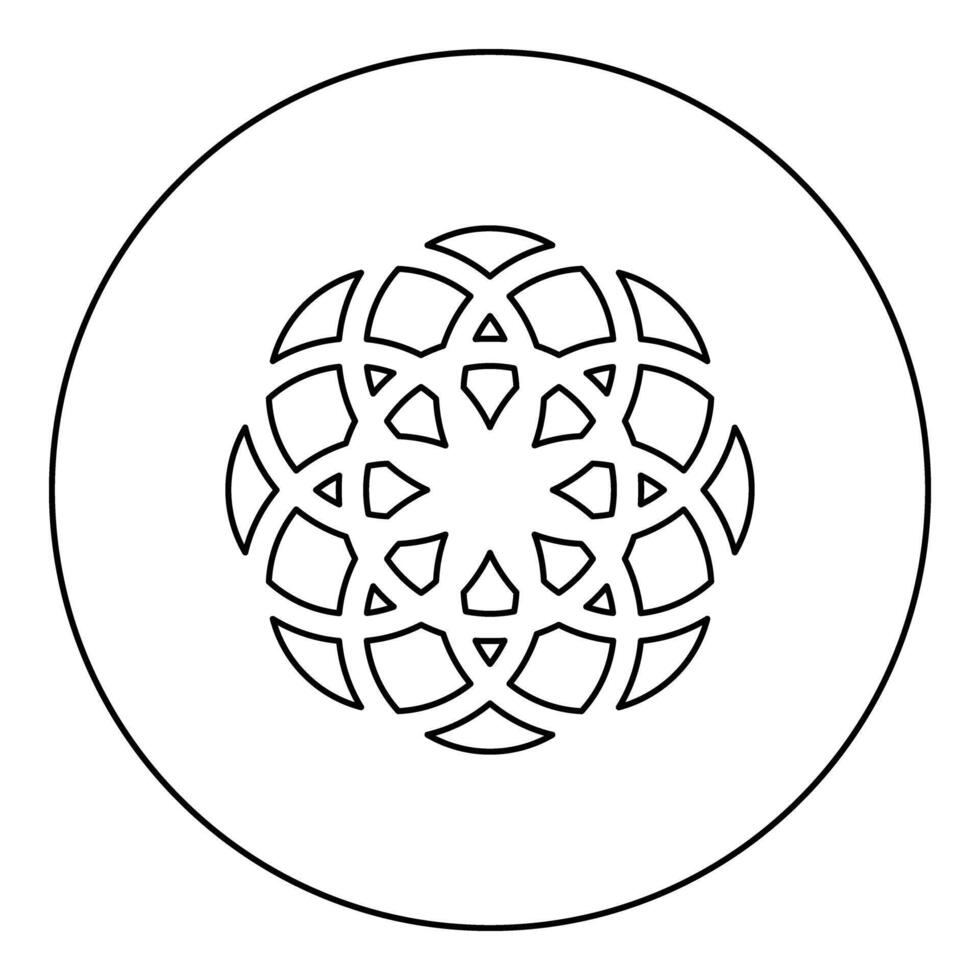 Flower of life Sacred geometry icon in circle round black color outline vector