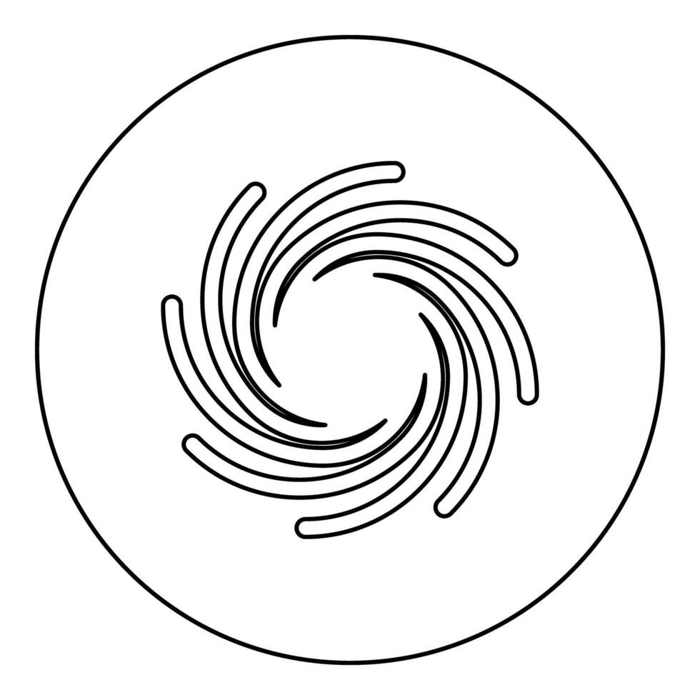 Gold spiral Sacred geometry symbol icon in circle round black color outline contour line thin vector