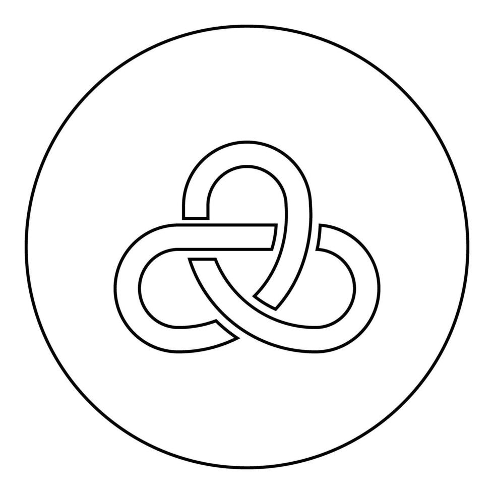 Gordian knot Sacred geometry symbol icon in circle round black color outline contour line thin style vector