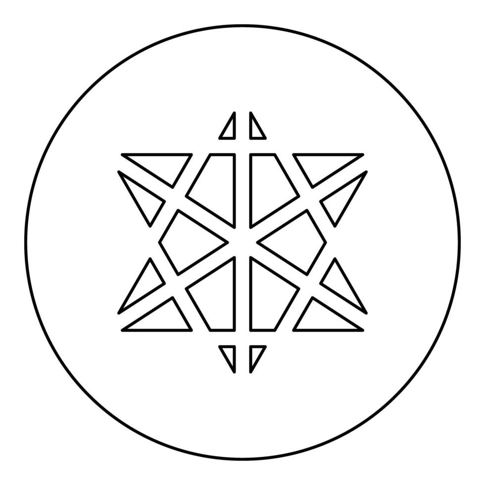 Metatron cube Sacred geometry icon in circle round black color outline contour line vector