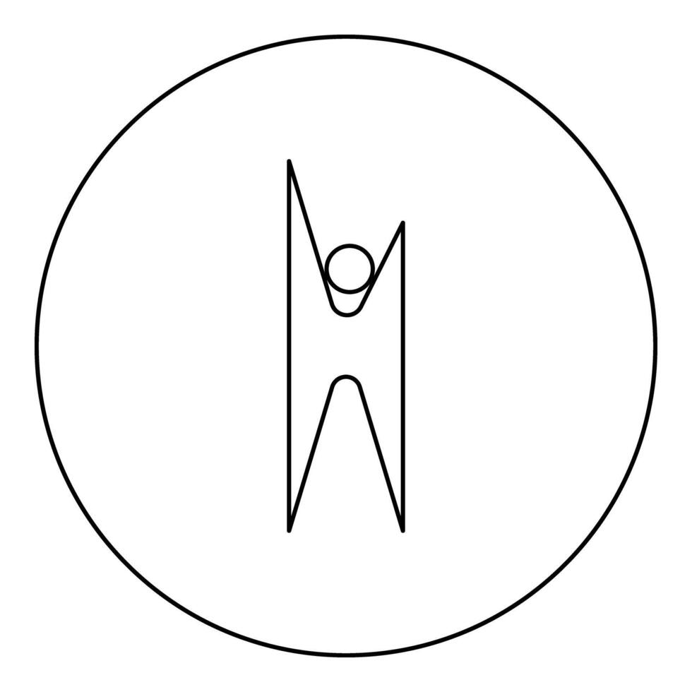 Symbol humanism strong person happy man icon in circle round black color outline contour line thin style vector