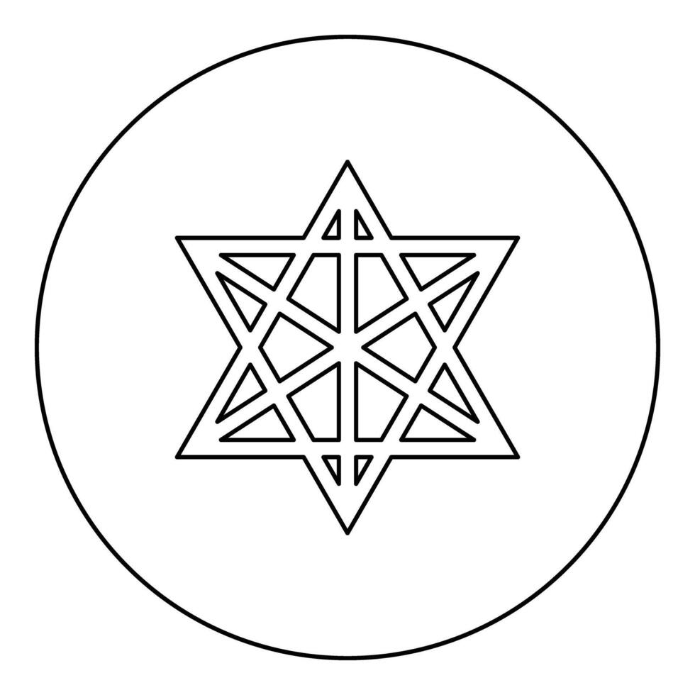 Metatron cube Sacred geometry icon in circle round black color outline vector