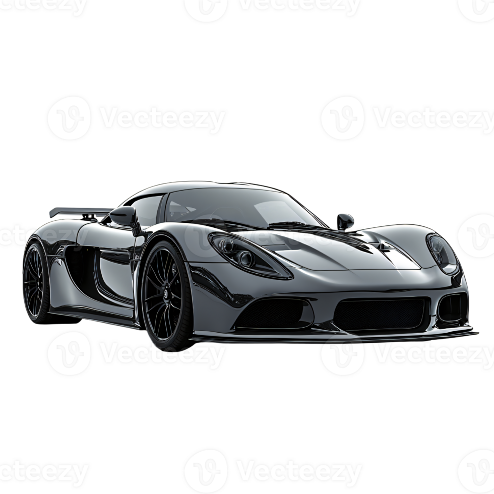 Sleek Black Sports Car Luxury Vehicle Powerful Engine Modern Design High Performance Automobile png