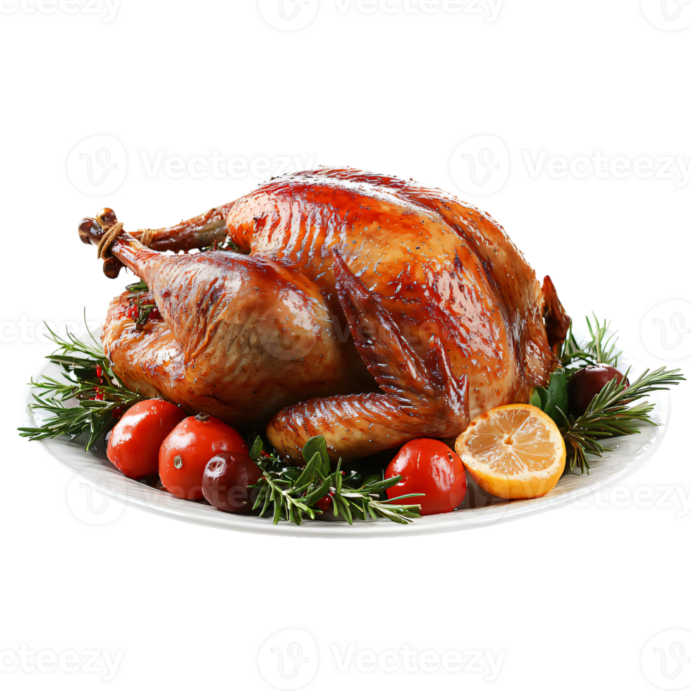 Roasted Turkey with Rosemary Lemon and Tomatoes Thanksgiving Dinner png