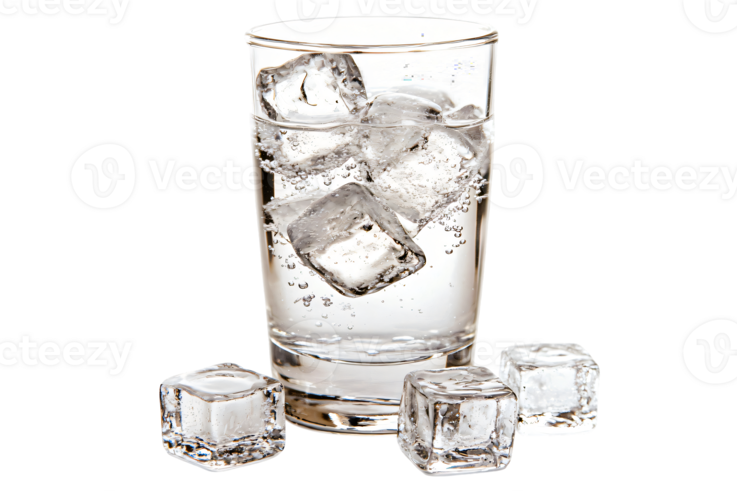 Sparkling Water with Ice Glass Close up View png