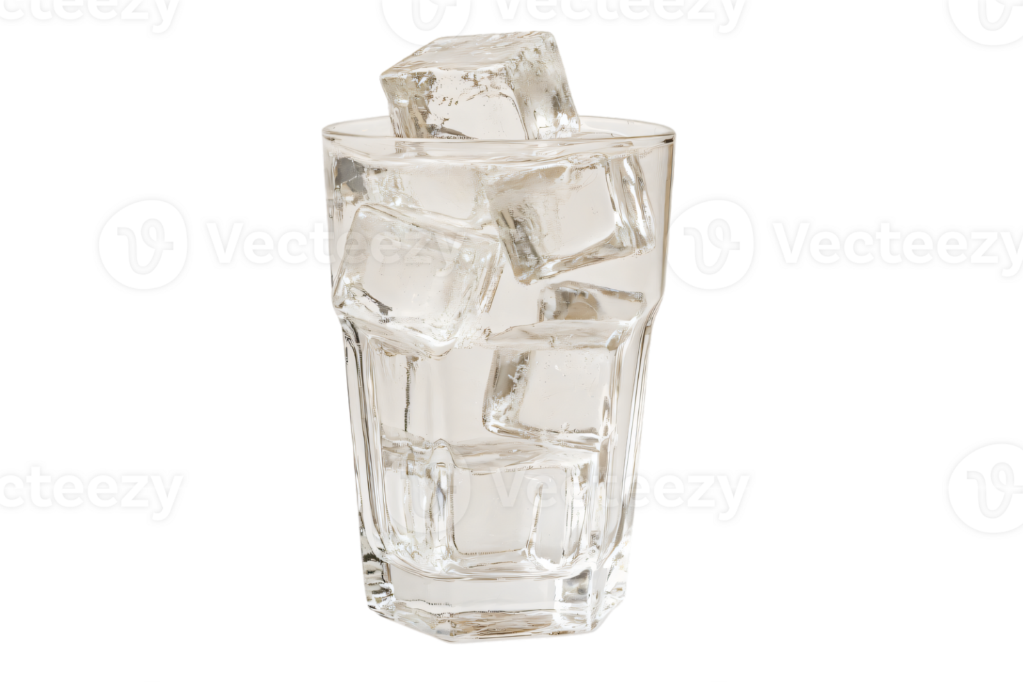 Refreshing Glass of Water with Ice Cubes Crystal Clear Cool Drink png