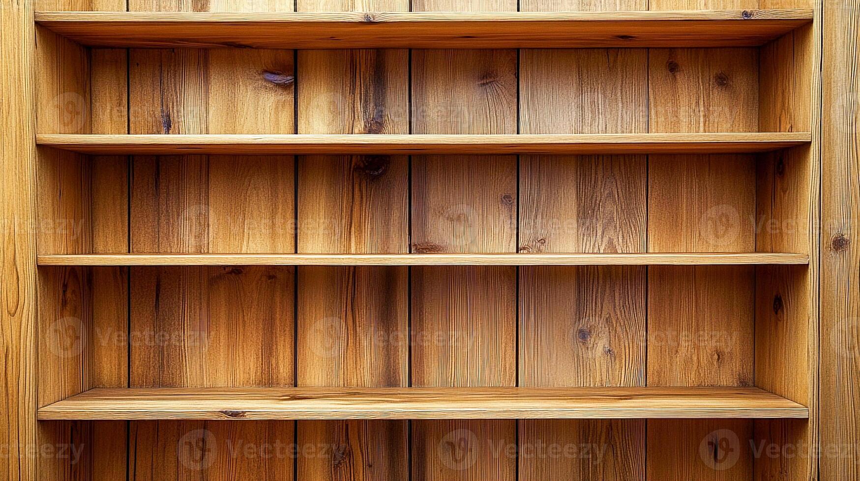 A wooden bookcase with shelves photo