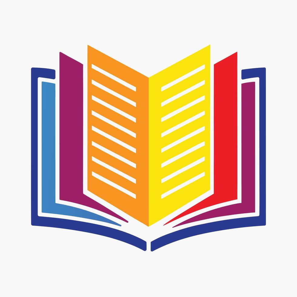 Stylized book symbol modern colorful page design. vector
