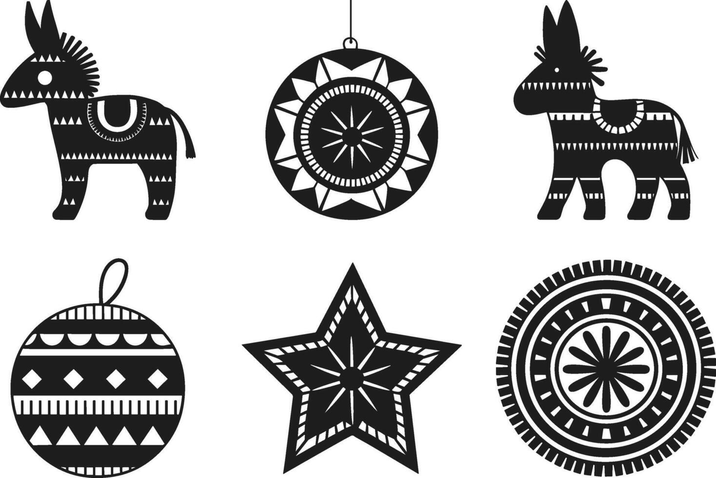 Cinco de Mayo Festive Decorations - Mexican Folk Art Pinata Set vector