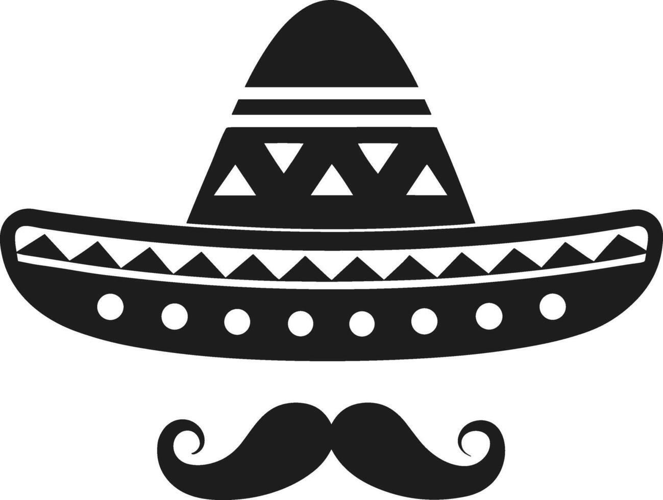 Mexican Sombrero and Mustache Black Silhouette for Festive Designs vector
