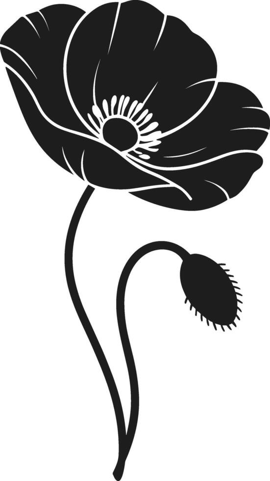 Elegant Poppy Flower Silhouette for Memorial Day and Remembrance vector