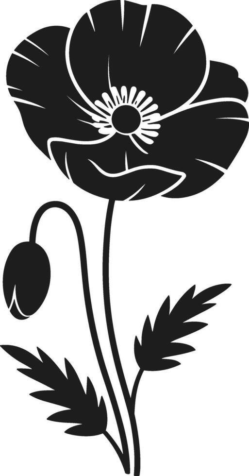 Elegant Poppy Flower Silhouette for Memorial Day Tribute vector