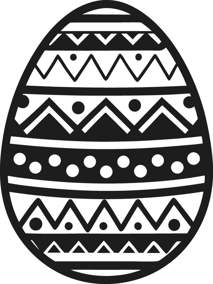 Decorative Easter Egg with Geometric Patterns - Black Silhouette Illustration vector