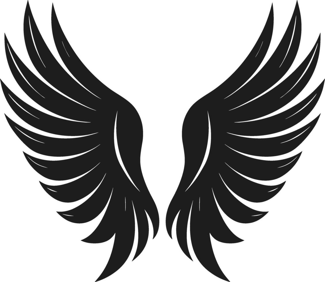 Black Feathered Wings Silhouette - Elegant Illustration vector
