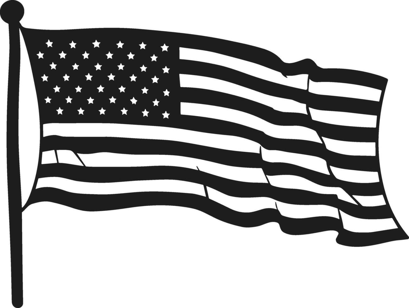 Waving American Flag Silhouette - Memorial Day Patriotic vector