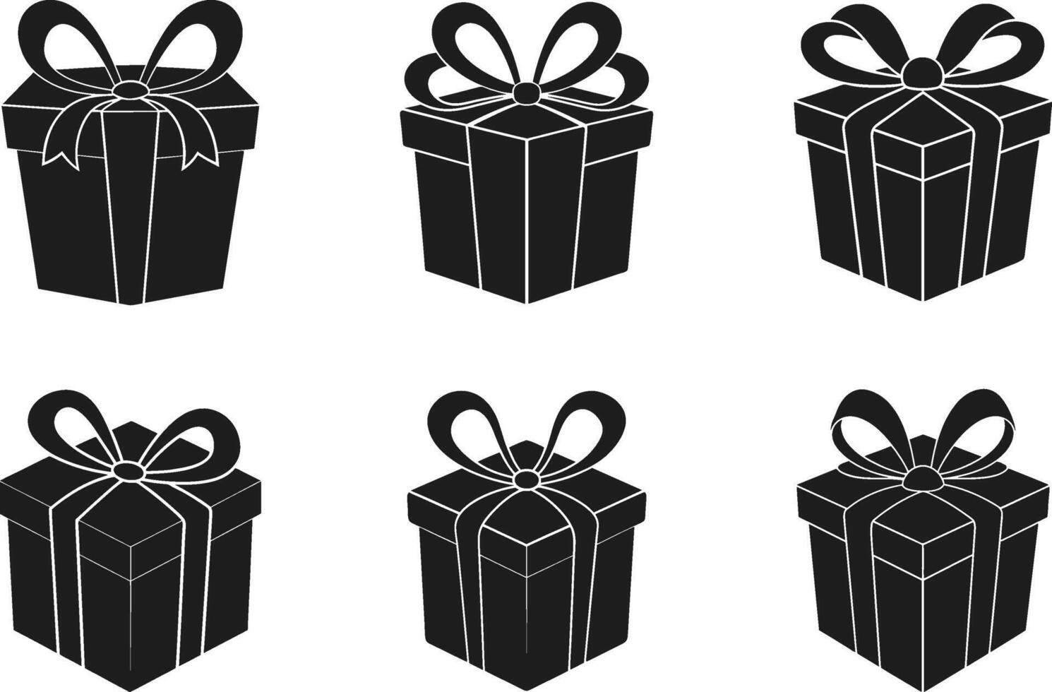 Set of Elegant Gift Box Silhouettes with Ribbon - Illustration for Mother's Day and Celebrations vector