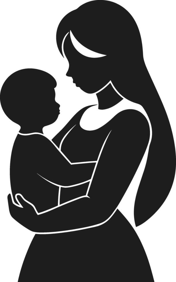 Loving Mother and Child Silhouette - Heartwarming Illustration for Mother's Day vector