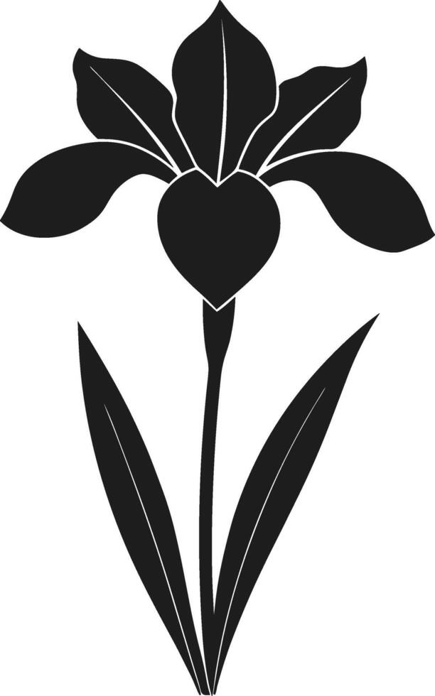 Elegant Iris Flower Silhouette - Minimalist Botanical for Spring and Floral Designs vector