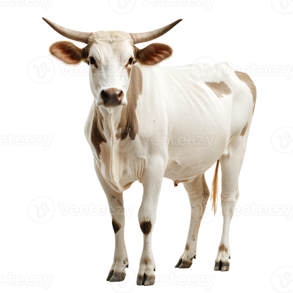 White and brown cow livestock cattle breed farm animal isolated transparent background png