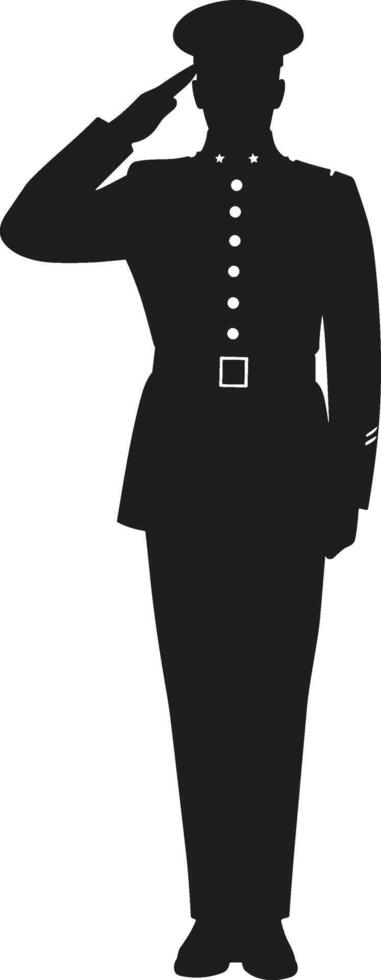 Military Officer Saluting Silhouette - Patriotic Memorial Day vector