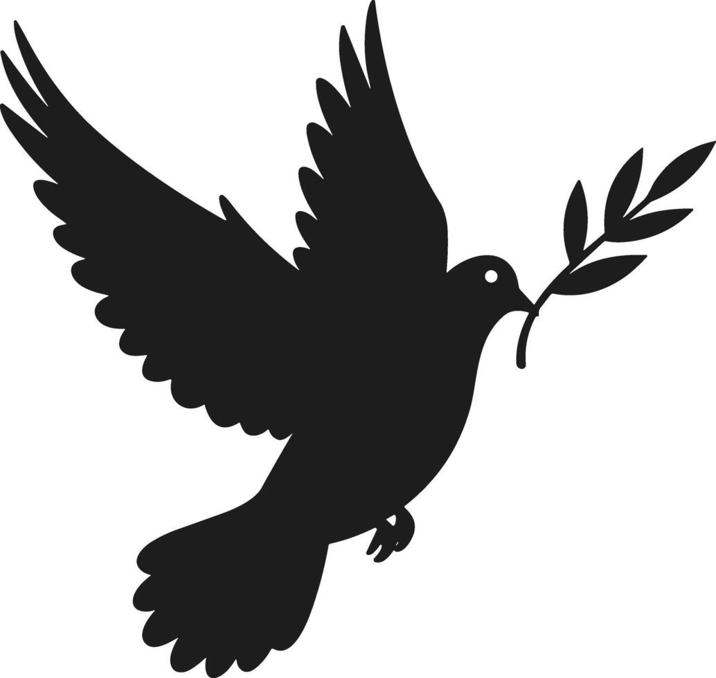 Memorial Day Dove Silhouette with Olive Branch - Symbol of Peace and Honor vector