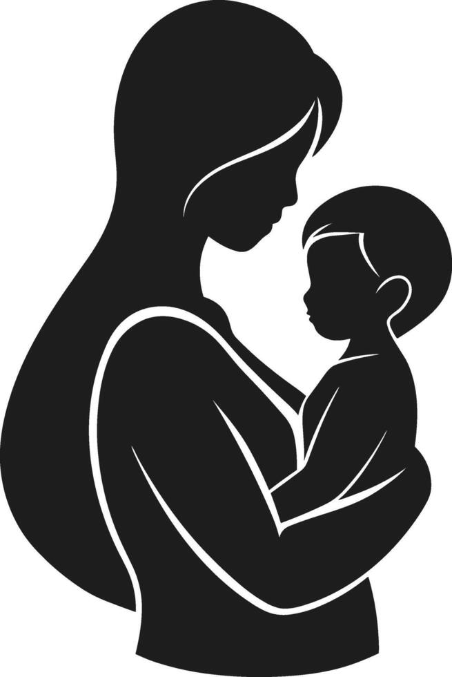 Loving Mother and Child Silhouette - Beautiful Illustration for Mother's Day vector
