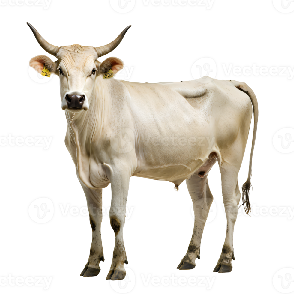 Creamy white cow cattle breed farm animal isolated transparent background png