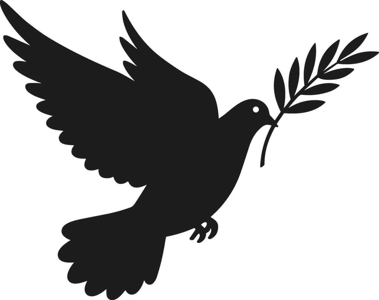 A Memorial Day Dove with Olive Branch Silhouette - Symbol of Peace and Remembrance vector