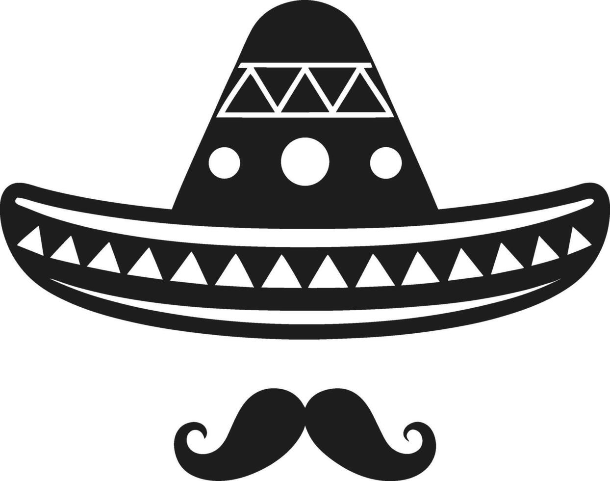 Mexican Sombrero and Mustache Black Silhouette for Festive and Cultural Designs vector