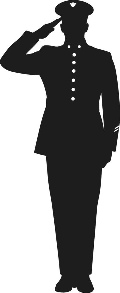 Military Officer Saluting Silhouette - Memorial Day Tribute vector