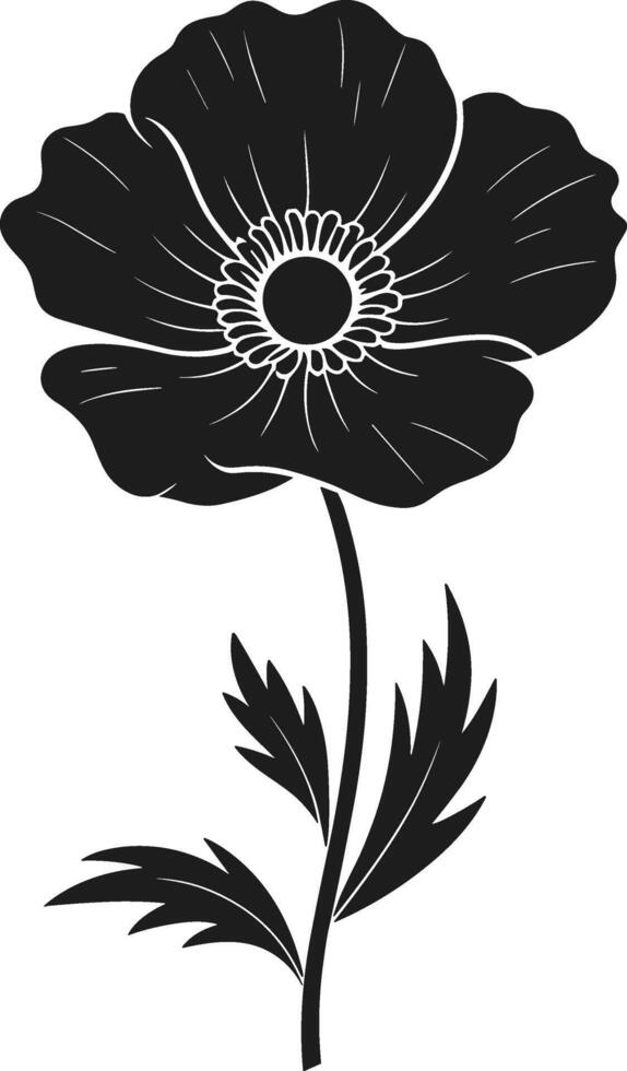 Poppy Flower Silhouette for Memorial Day and Remembrance vector