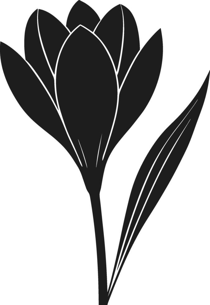 Elegant Autumn Crocus Flower Silhouette - Minimalist Botanical vector