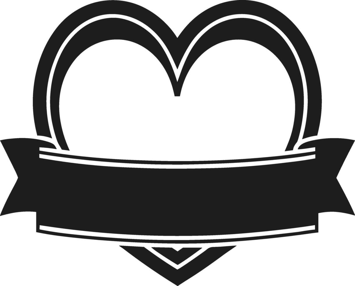 Heart with Ribbon Banner - Editable Romantic Illustration vector