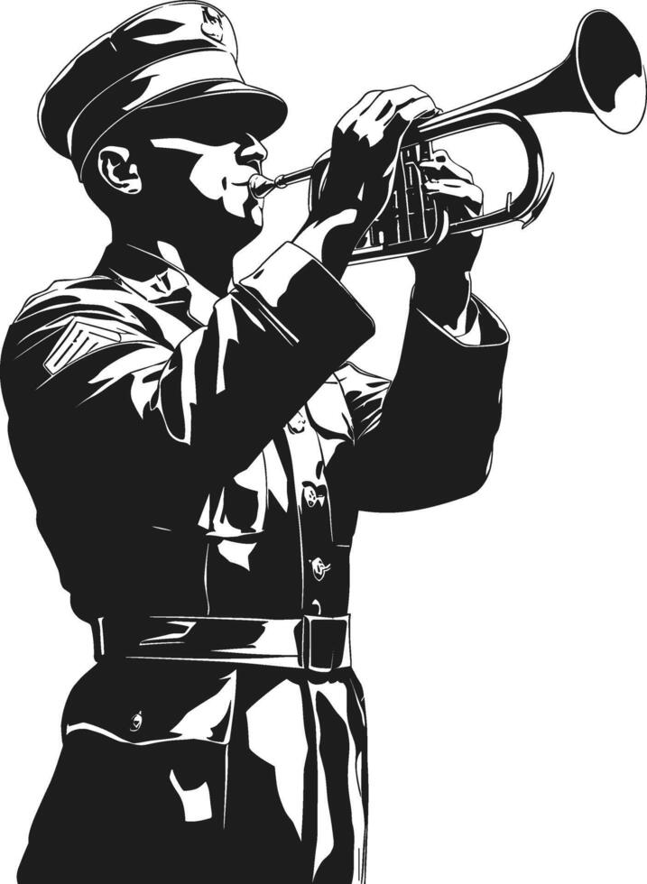 Military Bugler Silhouette Playing Taps - A Memorial Day Tribute vector