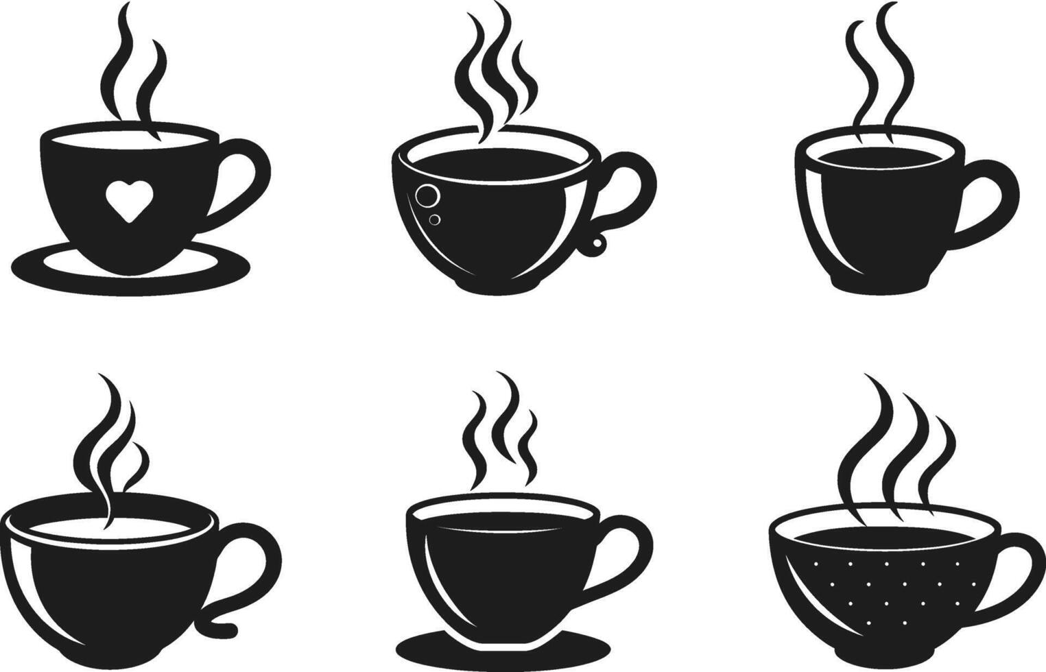 Set of Elegant Steaming Coffee Cup Vectors - Perfect for Mother's Day and Cozy Designs