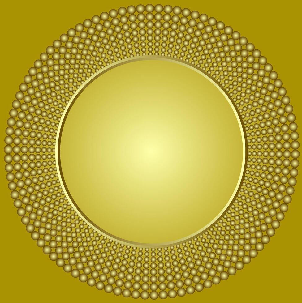 Round golden frame with abstract pattern on yellow background vector