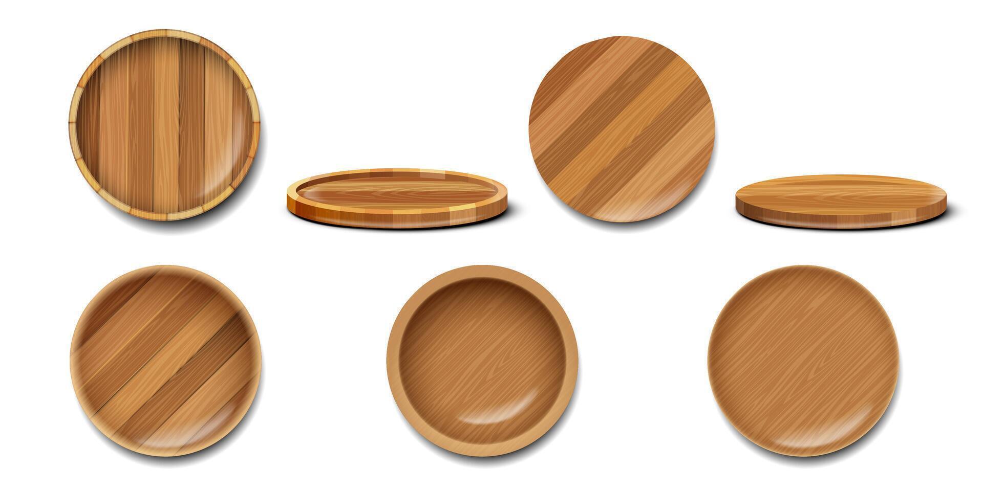 Wooden plates, pizza boards,realistic set vector