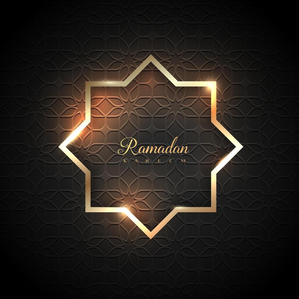 Black Ramadan greeting card with golden star vector