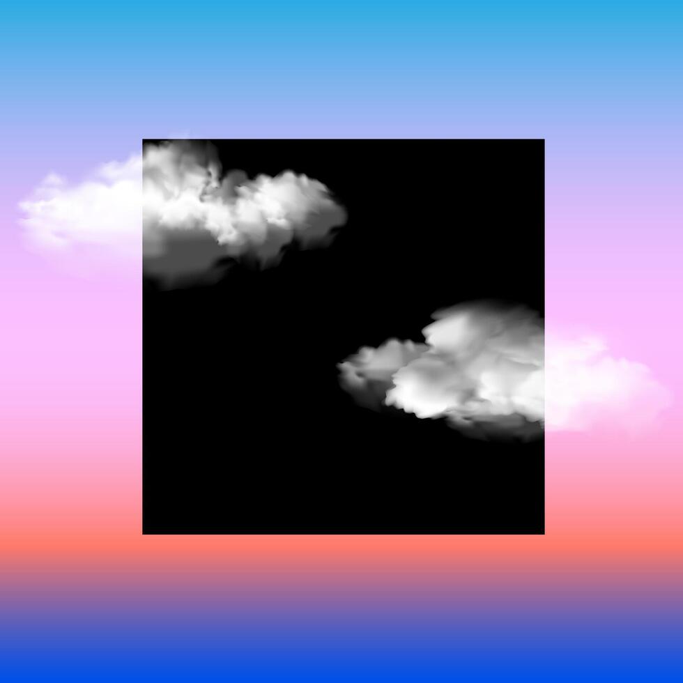 Abstract design with white realistic clouds vector