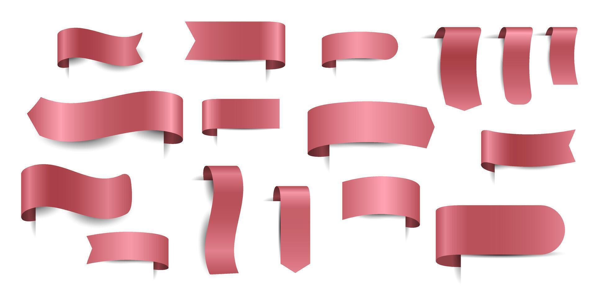 Red silk ribbon tag, bookmark vector