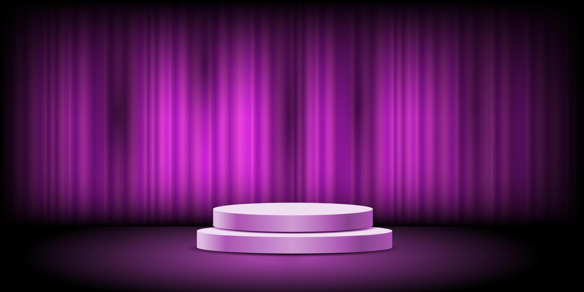 Violet abstract studio with stand,3d style mockup vector