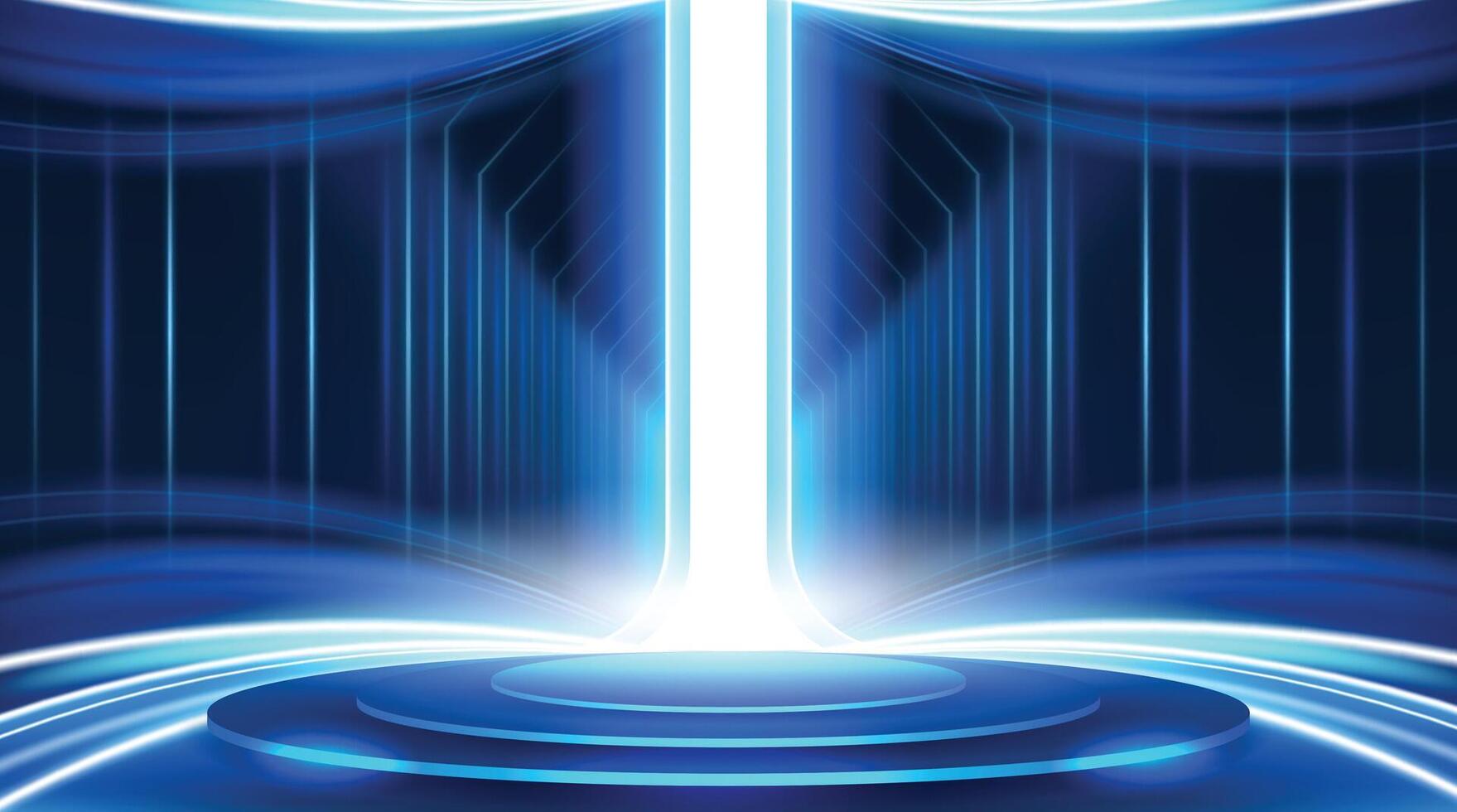 Futuristic Abstract Background with podium and blue light effect for backdrop of technology. vector