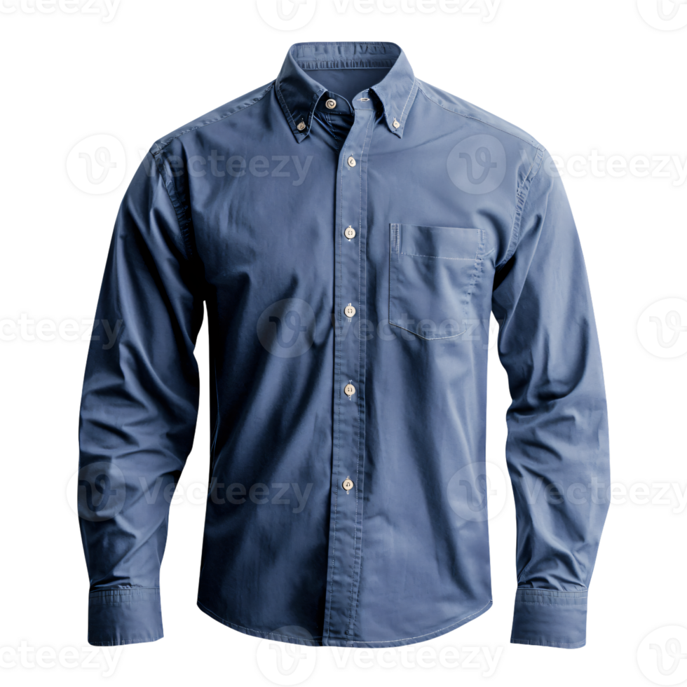 Men s Long Sleeve Button Down Denim Shirt Casual Style Blue Apparel png