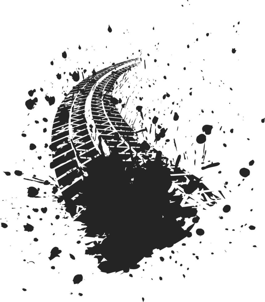 Grunge tire tracks. Tire imprint. Black track and extreme style. Spirit of freedom. Element of your design. vector