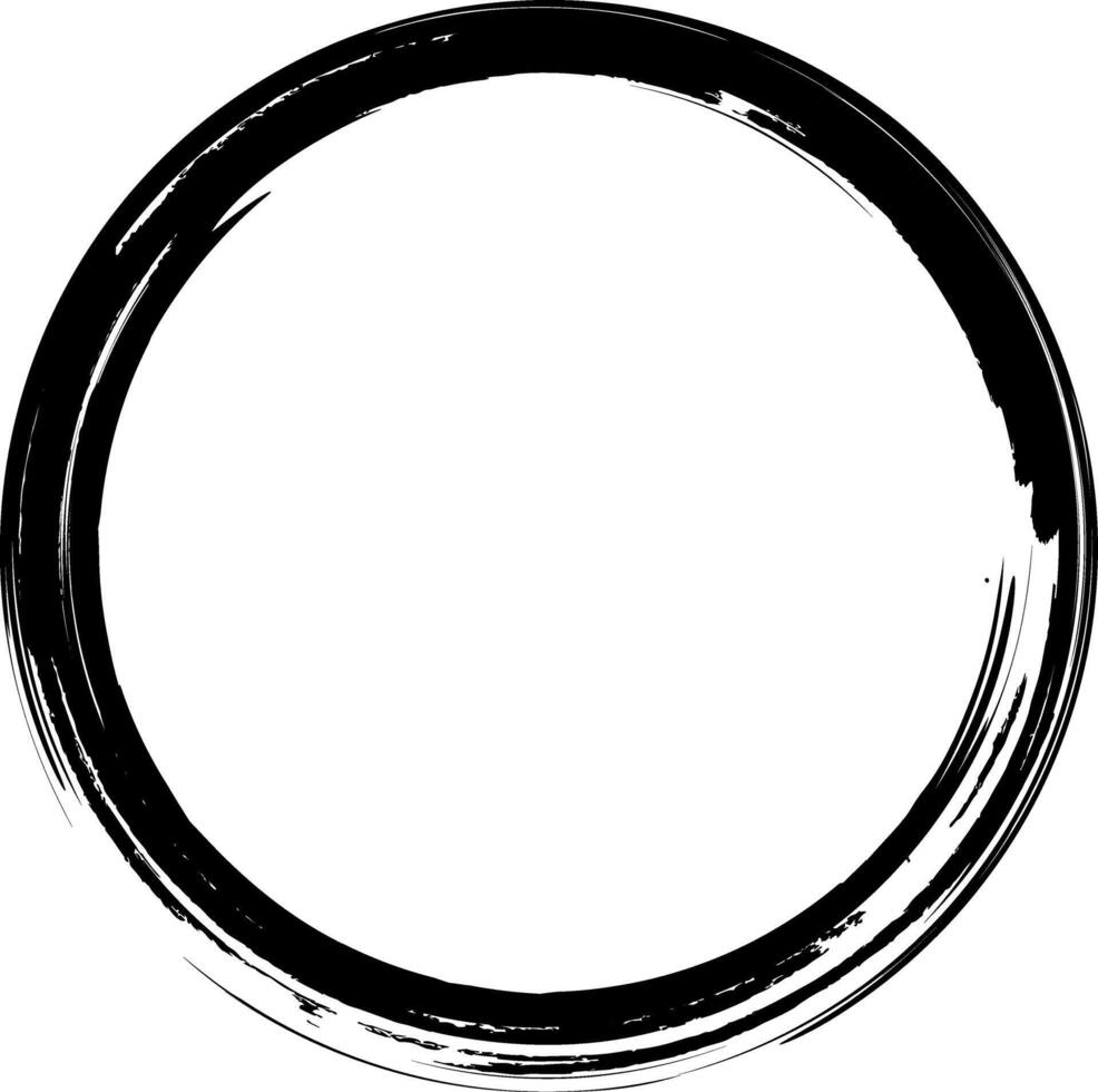 Circle drawn with ink. Grunge circle. The grunge frame contains stains, scratches, cracks, bumps and other elements that create a worn effect. Brush stroke. vector