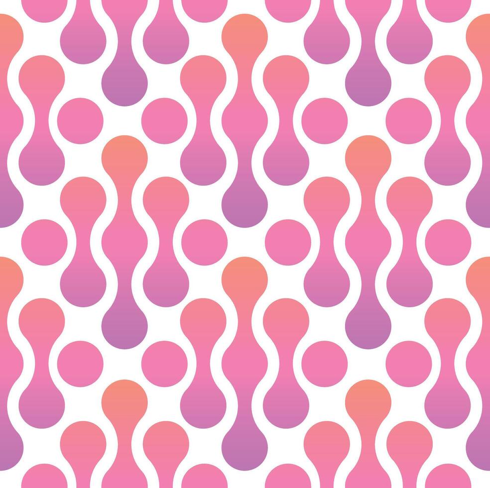 Retro Wavy Abstract Pink and Orange Pattern. This seamless abstract pattern features wavy, organic pink and orange shapes, reminiscent of vintage 70s and retro aesthetic designs. vector