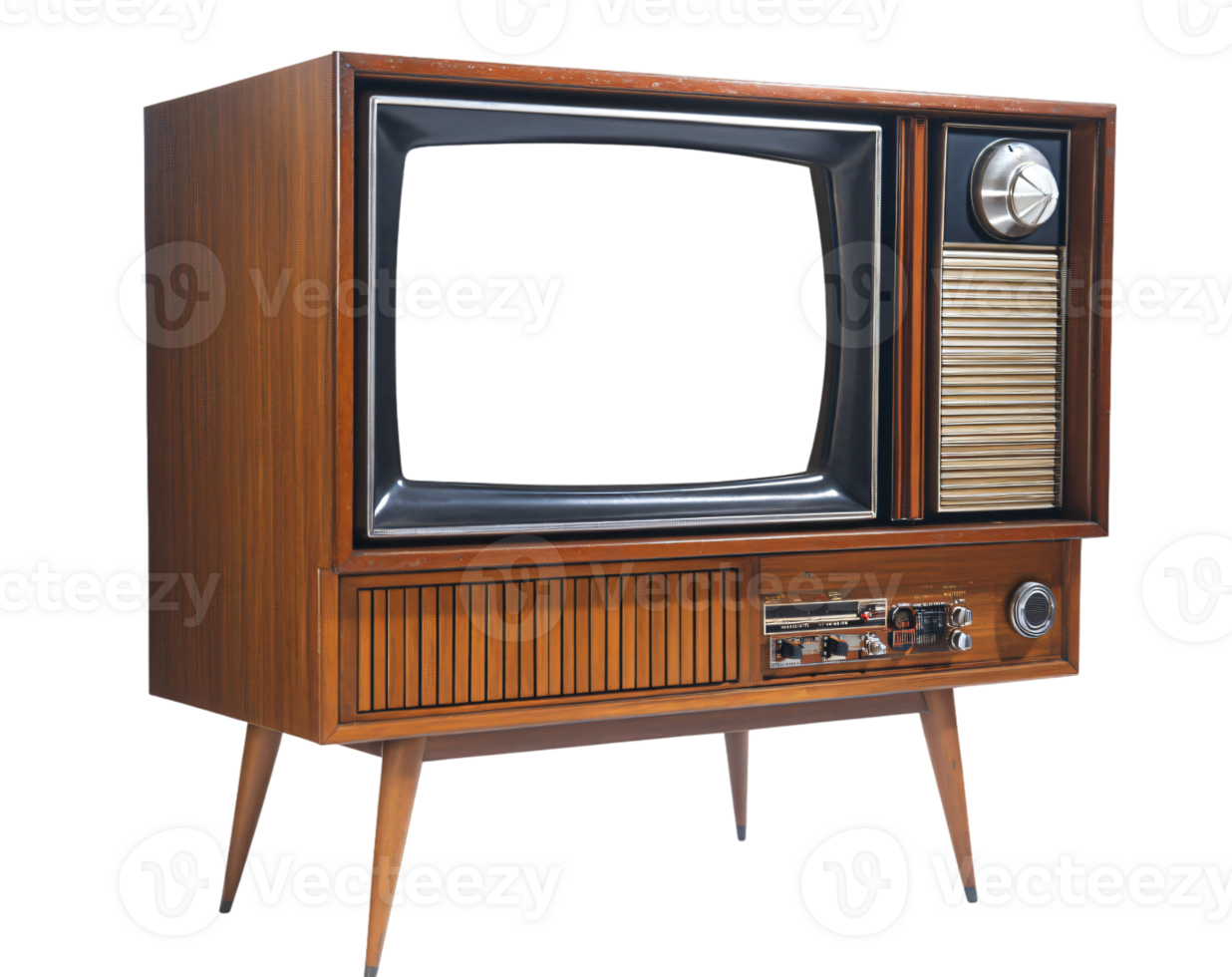 Vintage Wooden Console Television Retro 1960s TV Set Classic Home Entertainment png