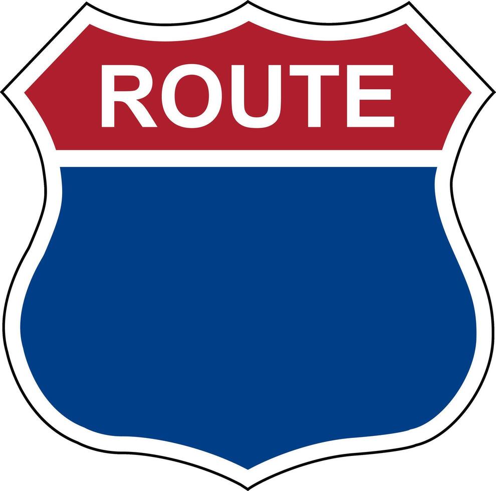 Route blank. Sign with route number. Designations of routes or tourist destinations. Road number. US route sign. vector